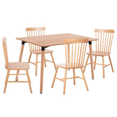 DINING SET 5PCS LUCIEN HM21183 MDF TOP & BEECH WOOD IN NATURAL COLOR