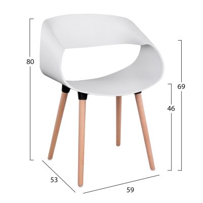 DINING SET 5PCS MAGGIE HM21186 MDF TOP & POLYPROPYLENE IN WHITE COLOR