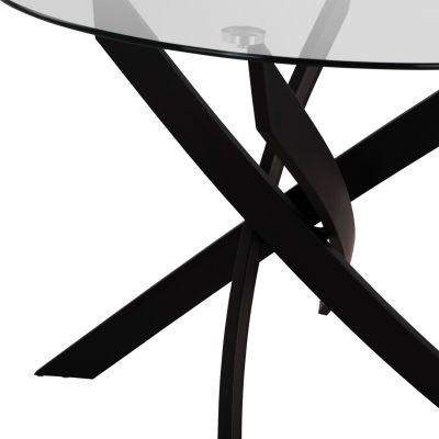DINING SET 5PCS LADY HM21199.01 GLASS TOP--METAL IN BLACK & VELVET IN GREY