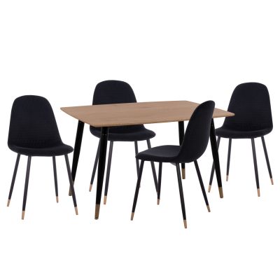 DINING SET 5PCS ALIZA HM11196.09 MDF TOP--VELVET & METAL IN BLACK