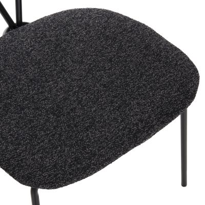 DINING SET 5PCS BROLIN HM21200 MDF TOP & METAL IN BLACK--DARK GREY FABRIC