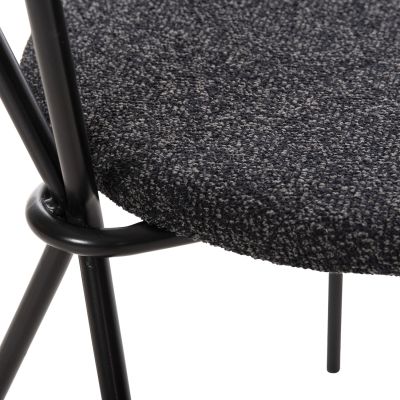 DINING SET 5PCS BROLIN HM21200 MDF TOP & METAL IN BLACK--DARK GREY FABRIC
