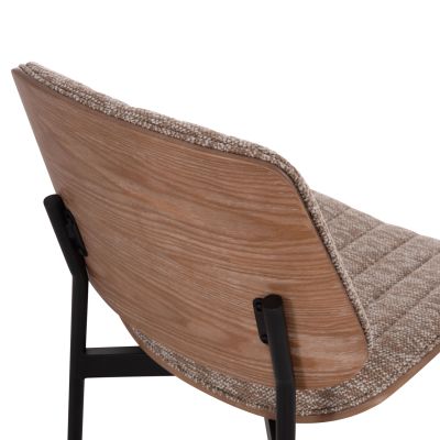 DINING CHAIR CONTI HM9983.01 BLACK METAL--BROWN FABRIC 49x56x82Hcm.