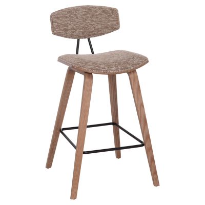BAR STOOL MED.HEIGHT INOVER HM9984.01 PLYWOOD IN WHITEWASH--BROWN FABRIC 50x48x90Hcm.