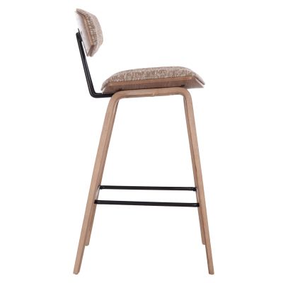 BAR STOOL MED.HEIGHT INOVER HM9984.01 PLYWOOD IN WHITEWASH--BROWN FABRIC 50x48x90Hcm.