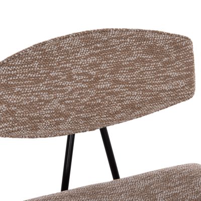 BAR STOOL MED.HEIGHT INOVER HM9984.01 PLYWOOD IN WHITEWASH--BROWN FABRIC 50x48x90Hcm.
