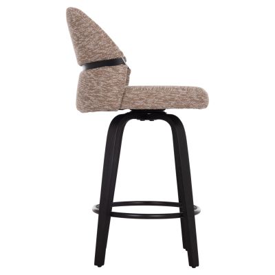 BAR STOOL SWIVEL DEKKER HM18250.02 PLYWOOD IN BLACK--FABRIC IN BROWN 48x54x96Hcm.