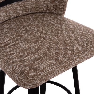 BAR STOOL SWIVEL DEKKER HM18250.02 PLYWOOD IN BLACK--FABRIC IN BROWN 48x54x96Hcm.