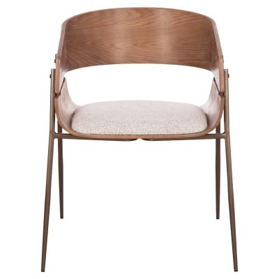 DINING ARMCHAIR KRILL HM18254.01 PLYWOOD IN WHITEWASH--META LEGS IN COPPER COLOR 55.5x55x72Hcm.