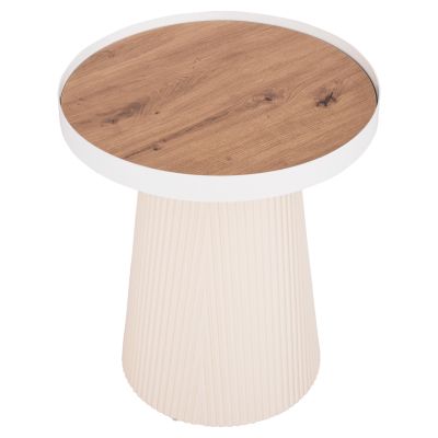 SIDE TABLE DENTON HM18023.02 MDF TOP IN NATURAL WOOD COLOR-WHITE BASE Φ45x51,5Hcm.