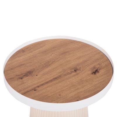 SIDE TABLE DENTON HM18023.02 MDF TOP IN NATURAL WOOD COLOR-WHITE BASE Φ45x51,5Hcm.