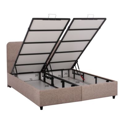 BED WITH MATTRESS DOUBLE DOLORES HM21165 BEIGE FABRIC & STORAGE SPACE--FOR 160x200cm