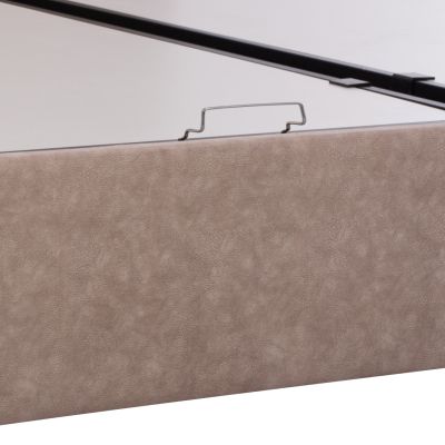 BED WITH MATTRESS DOUBLE DOLORES HM21165 BEIGE FABRIC & STORAGE SPACE--FOR 160x200cm