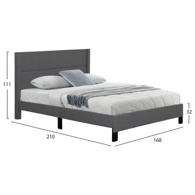 BED TRILLOP HM666.12 GREY FABRIC- 160x200cm. MATTRESS