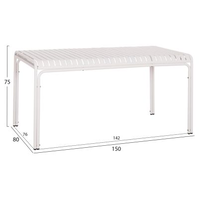 OUTDOOR ALUMINUM TABLE RACHEL HM6339.02 WHITE COLOR 150x80x75Hcm.