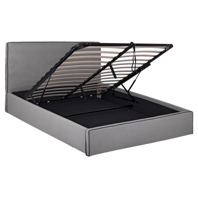 DOUBLE BED WITH MATTRESS & STORAGE SPACE ALLIE HM21170 GREY FABRIC--FOR 160X200cm.