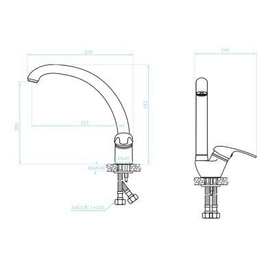 FAUCET FOR KITCHEN COUNTERTOP HM4868.03 MEDIUM HEIGHT-BLACK--25.6x14.9x24.2Hcm.