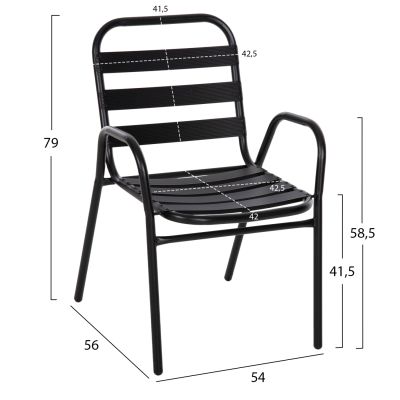 OUTDOOR DINING SET 5PCS ADAM HM21219.01 METAL CHAIRS & TABLE 110x60 BLACK