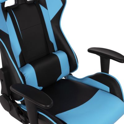 Офис Геймърски стол HM1072.08 Черно-Светло Син цвят 66,5x70x(122-129) см
