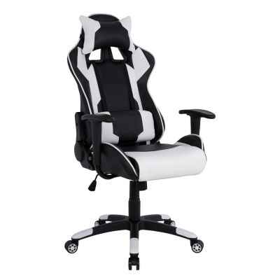 Офис Геймърски стол HM1072.04 Черно-Бял цвят 66,5x70x(122-129) см