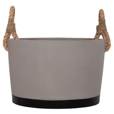 INDOOR PLANTER/POT SERIES TRYLL HM4690L FIBER CEMENT IN GREY & ROPE Φ40x25.5Hcm.
