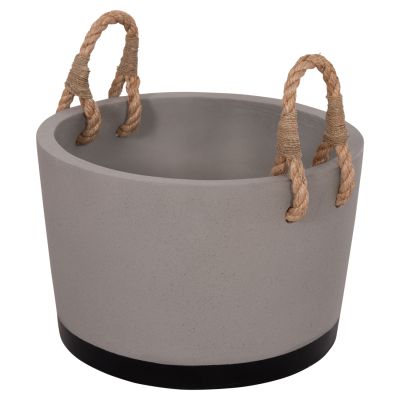 INDOOR PLANTER/POT SERIES TRYLL HM4690L FIBER CEMENT IN GREY & ROPE Φ40x25.5Hcm.