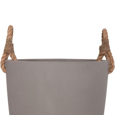 INDOOR PLANTER/POT SERIES TRYLL HM4690L FIBER CEMENT IN GREY & ROPE Φ40x25.5Hcm.