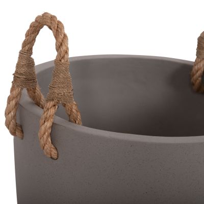 INDOOR PLANTER/POT SERIES TRYLL HM4690L FIBER CEMENT IN GREY & ROPE Φ40x25.5Hcm.