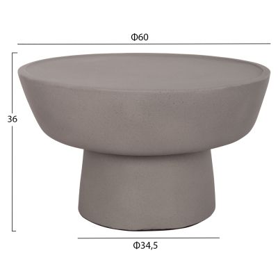 COFFEE TABLE PIRSON HM18155.03 FIBER CEMENT IN GREY--Φ60x36Hcm.