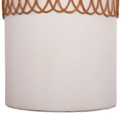 DINING TABLE ROUND PRILEP HM18159.02 FIBER CEMENT IN WHITE & RATTAN--Φ60x76.5Hcm.