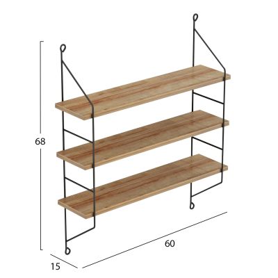 WALL SHELVES ACHALA HM9185.11 MELAMINE IN NATURAL OAK 60x15x68Hcm.