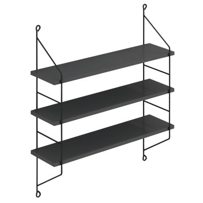 WALL SHELVES ACHALA HM9185.20 MELAMINE IN DARK GREY 60x15x68Hcm.