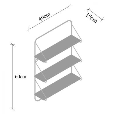 WALL SHELF MADE OF SOLID FIR WOOD WITH BLACK METAL FRAME HM9115.01 40x15x60We.