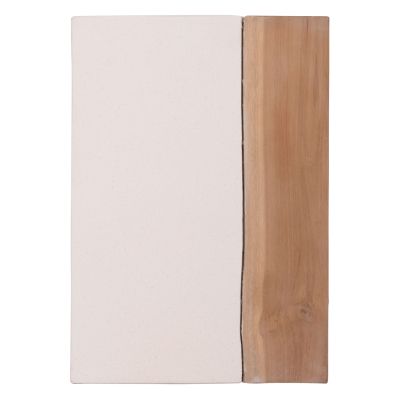 SQUARE SIDE TABLE LEIA HM18163.02 FIBER CEMENT IN WHITE--TEAK WOOD 32.5x32.5x46Hcm.