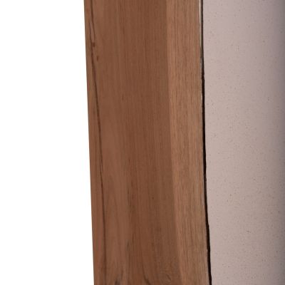 SQUARE SIDE TABLE LEIA HM18163.02 FIBER CEMENT IN WHITE--TEAK WOOD 32.5x32.5x46Hcm.
