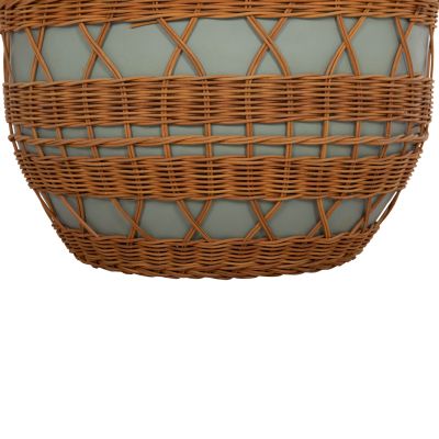 COFFEE TABLE ROUND VILHENA HM18165 FIBER CEMENT GREEN--NATURAL RATTAN Φ56x47Hcm.