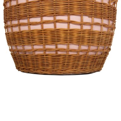 SIDE TABLE ROUND VILHENA HM18166 FIBER CEMENT PINK--NATURAL RATTAN Φ44.5x45Hcm.