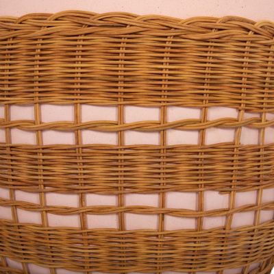 SIDE TABLE ROUND VILHENA HM18166 FIBER CEMENT PINK--NATURAL RATTAN Φ44.5x45Hcm.