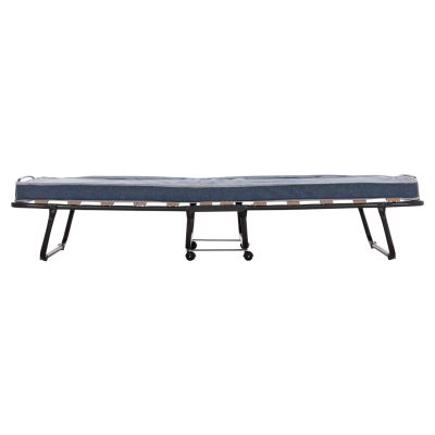 FOLDABLE BED SLADE HM604.03 METAL WITH WHEELS & MATTRESS 6.5cm BLUE JEANS LOOK 80x183x37.5Hcm.