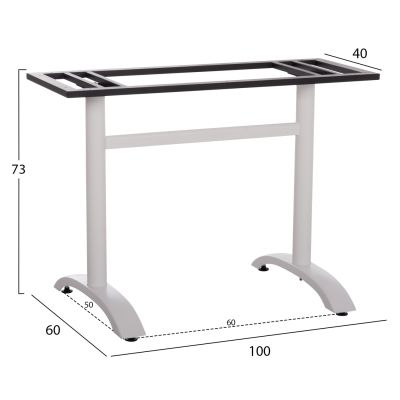 BASE FOR TABLE HM461.12 METAL DOUBLE IN WHITE WITH HEIGHT ADJUSTERS 100x60x73Hcm