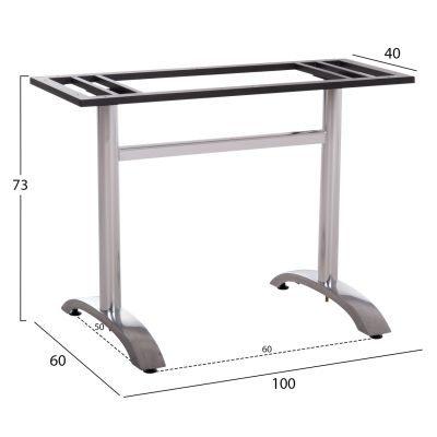 DOUBLE BASE FOR TABLE HM461.13 CHROMED METAL WITH HEIGHT ADJUSTERS 100x60x73Hcm