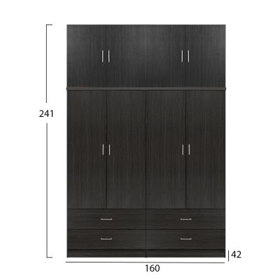 Set 2 pieces Wardrobe 4 leaf with loft Zebrano 160x42x241 HM11352.01