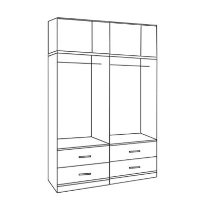 Set 2 pieces Wardrobe 4 leaf with loft Zebrano 160x42x241 HM11352.01
