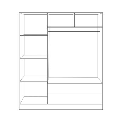 Wardrobe 3 Doors Carly HM384.04 with 2 drawers Sonama-Grey 150x55x180cm