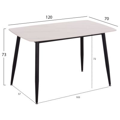 DINING SET 5PCS RAVEN HM21067.01 CERAMIC TOP WHITE MARBLE--METAL