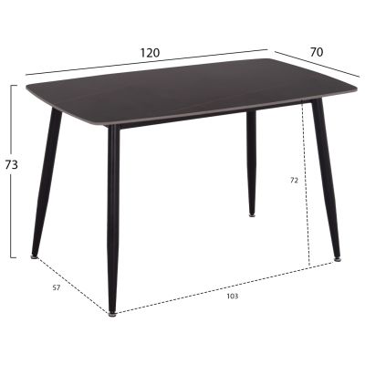 DINING SET 5PCS RAVEN HM21067.02 CERAMIC TOP BLACK MARBLE--METAL