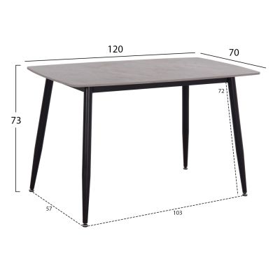DINING SET 5PCS RAVEN HM21068.03 CERAMIC TOP GREY MARBLE--GREY FABRIC
