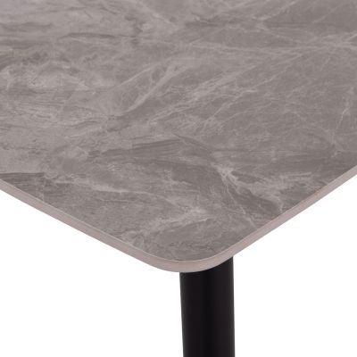 DINING SET 5PCS RAVEN HM21068.03 CERAMIC TOP GREY MARBLE--GREY FABRIC