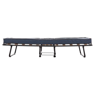 FOLDABLE BED NOBLE HM393.02 METALLIC WITH WHEELS & MATTRESS 9cm IN GREY 80x182x37.5Hcm.