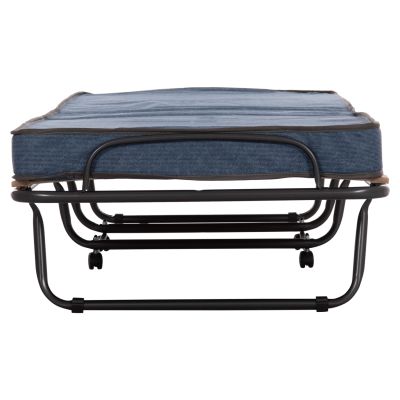 FOLDABLE BED NOBLE HM393.02 METALLIC WITH WHEELS & MATTRESS 9cm IN GREY 80x182x37.5Hcm.